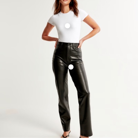 Abercrombie Vegan Leather 90s Straight Leg Pants - Picture 1 of 2